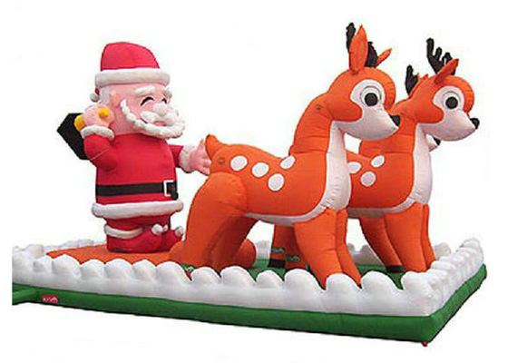 Aufblasbare Feiertags-Dekorationen Weihnachtsmanns mit der Ren-doppelten Linie genäht