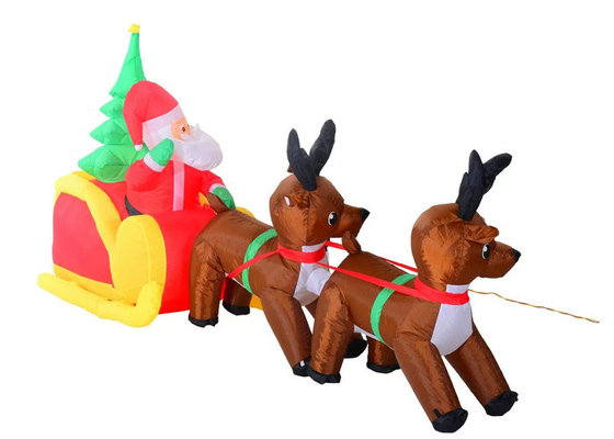 Aufblasbare Feiertags-Dekorationen Weihnachtsmanns mit der Ren-doppelten Linie genäht