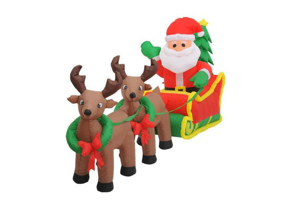 Aufblasbare Feiertags-Dekorationen Weihnachtsmanns mit der Ren-doppelten Linie genäht